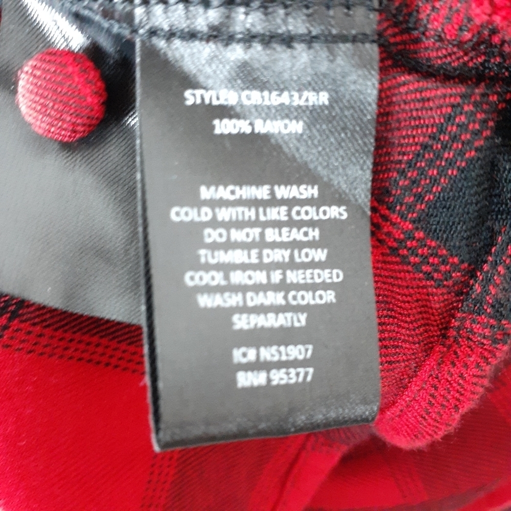 Sanctuary Peplum Top M Red Black Plaid 924 - Picture 6 of 6